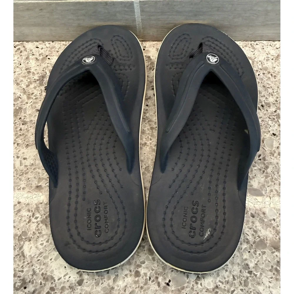 Kids Navy Blue and White Crocs Flip Flops‎